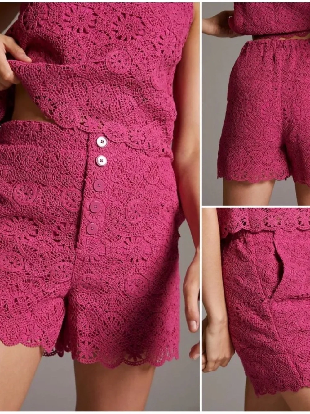 ANTHROPOLOGIE Maeve Crochet Eyelet Shorts size 6 in pink